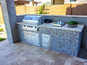 Stainless Steel BBQ In Mosaic Tile Cooking Station